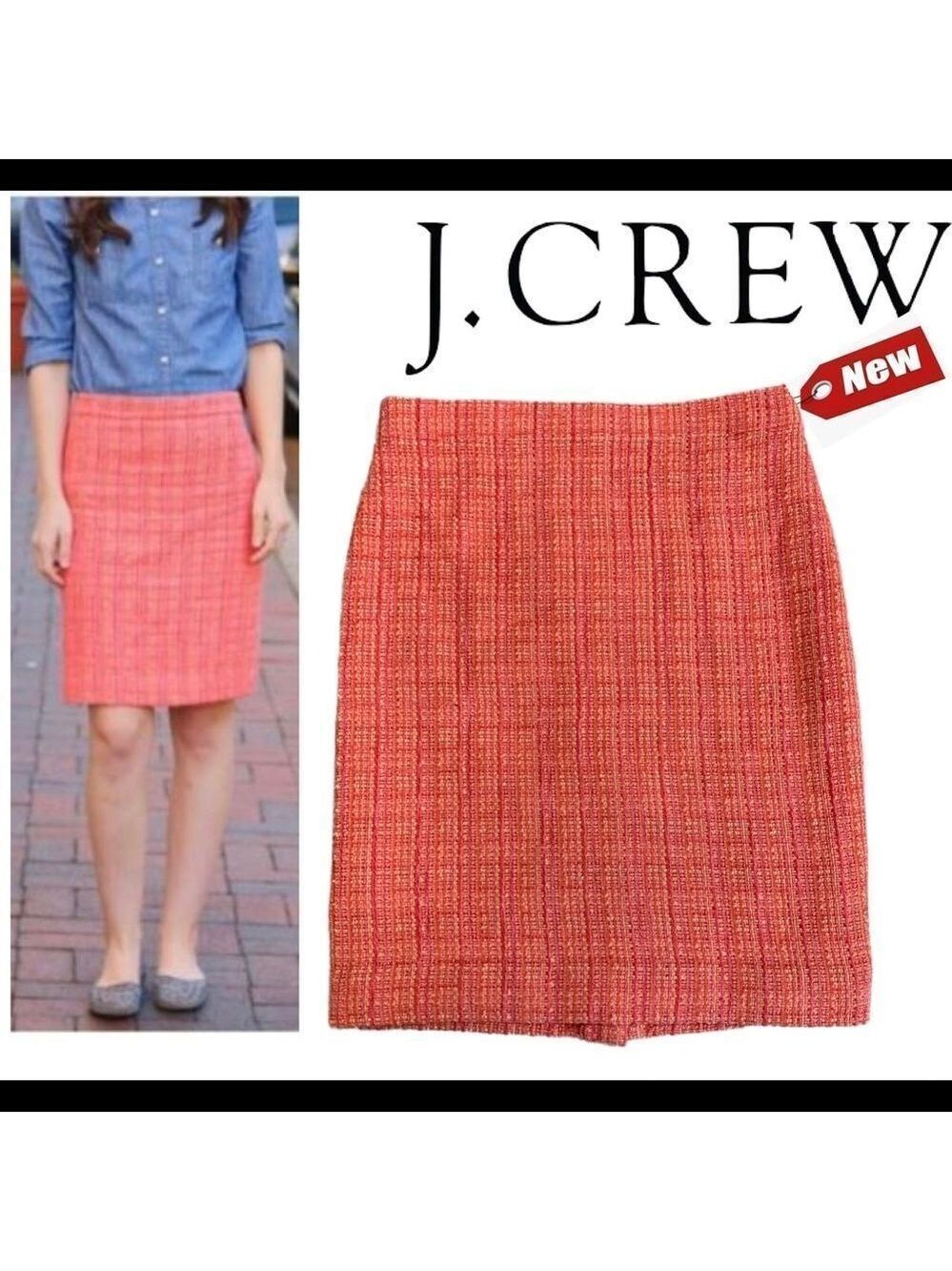 J.crew Pink and Orange Tweed No. 2 Pencil Skirt Size 6 NWT